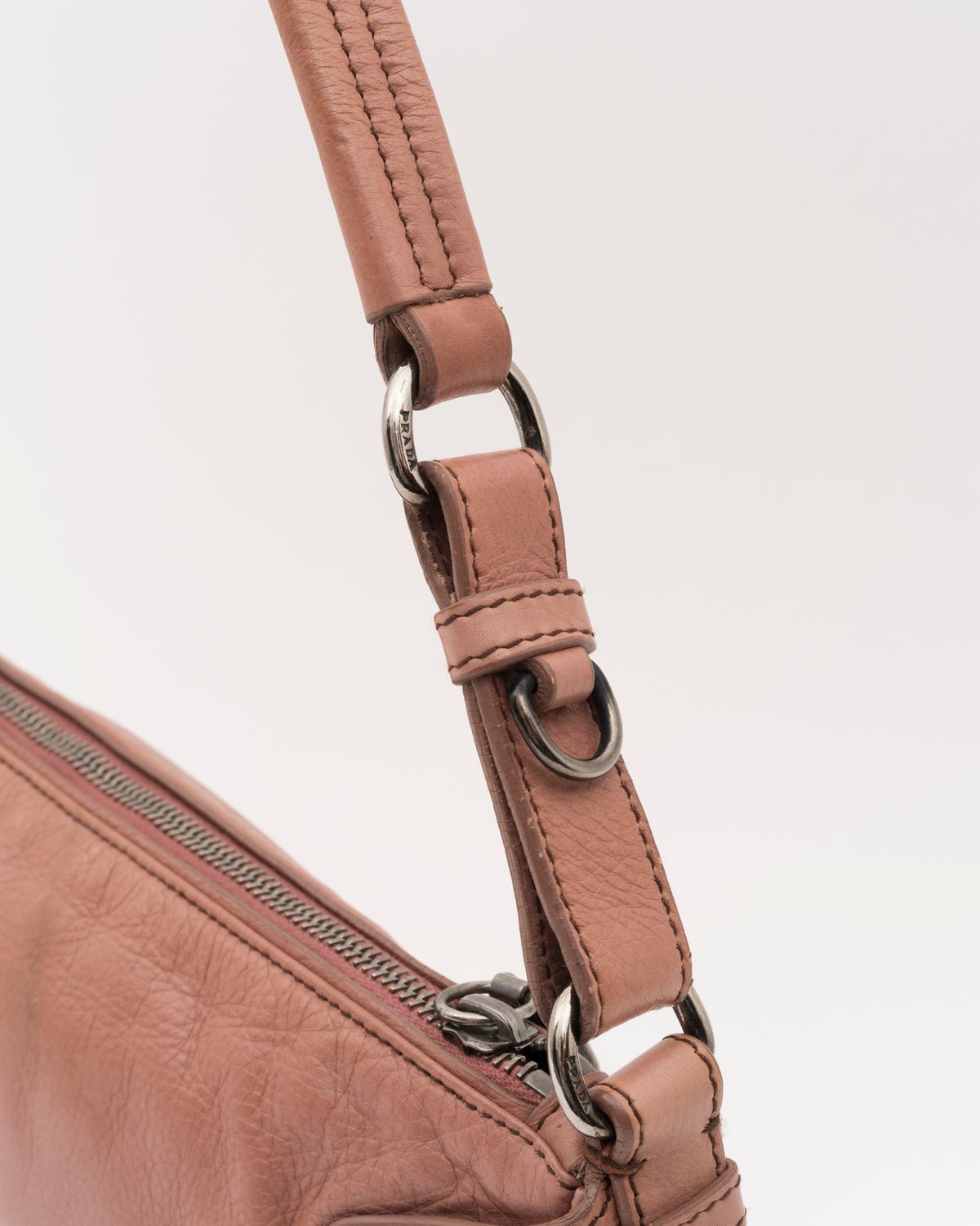 2000s PRADA Dusty Pink Leather Shoulder Bag