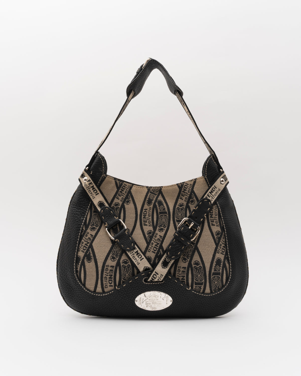 2000s FENDI Selleria Logo Canvas Hobo Bag