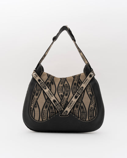 2000s FENDI Selleria Logo Canvas Hobo Bag