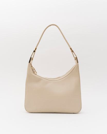 90s GUCCI Beige Leather GG Zip Shoulder Bag