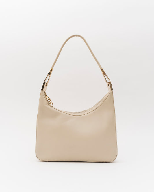 90s GUCCI Beige Leather GG Zip Shoulder Bag