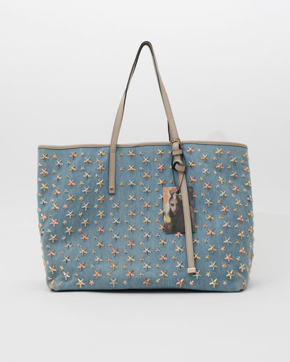 2000s JIMMY CHOO Light Blue Denim Sasha Tote