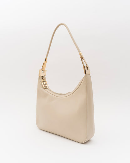 90s GUCCI Beige Leather GG Zip Shoulder Bag