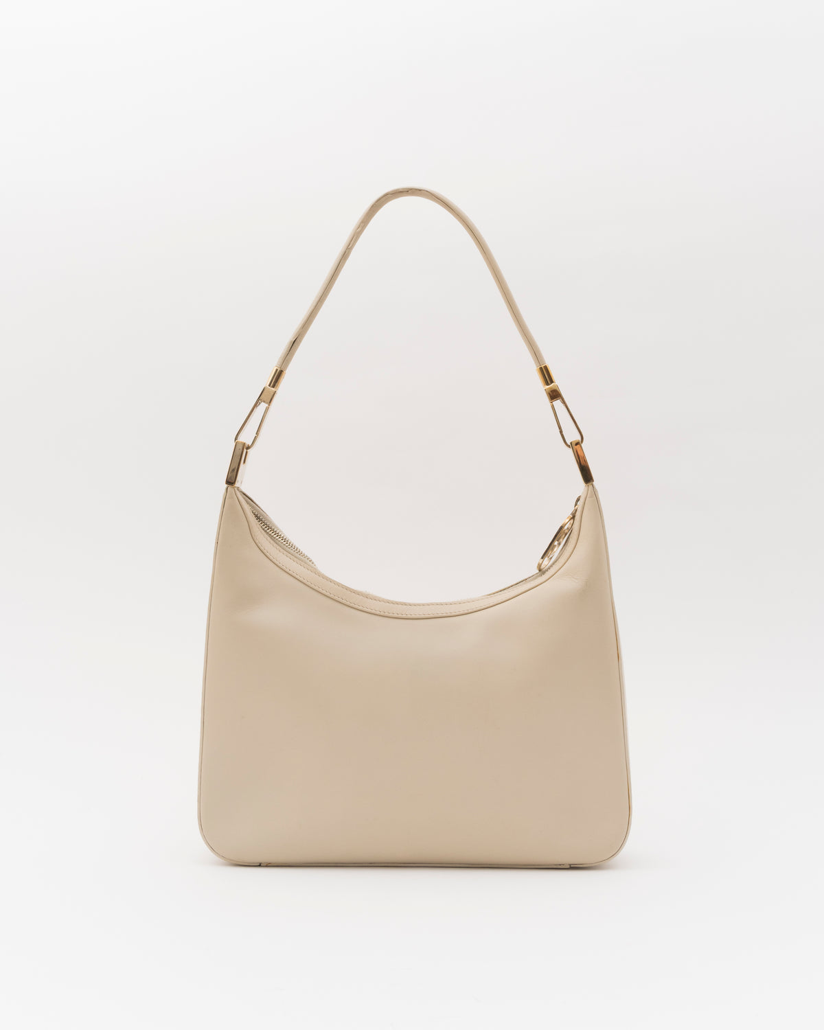 90s GUCCI Beige Leather GG Zip Shoulder Bag