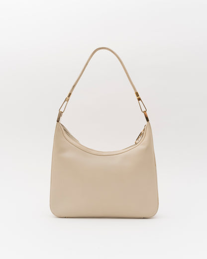 90s GUCCI Beige Leather GG Zip Shoulder Bag