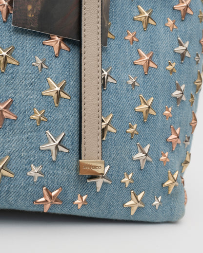 2000s JIMMY CHOO Light Blue Denim Sasha Tote