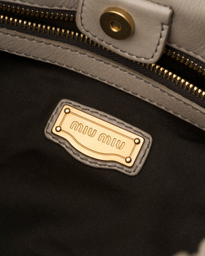 2000s MIU MIU Beige Vitello Lux Gathered Bag