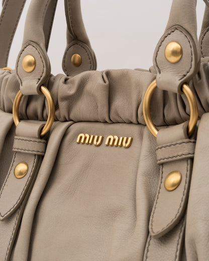 2000s MIU MIU Beige Vitello Lux Gathered Bag