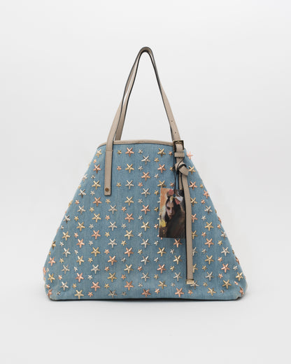 2000s JIMMY CHOO Light Blue Denim Sasha Tote