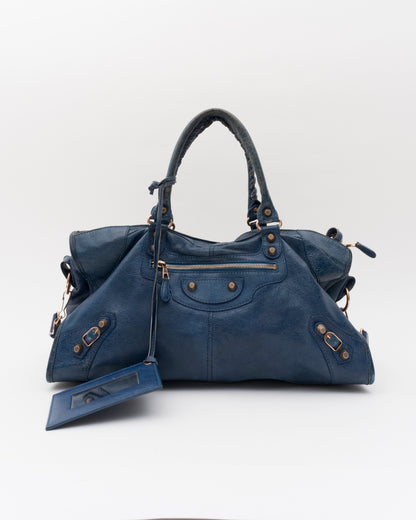2000s BALENCIAGA Bleu Cobalt Giant 12 Part Time Bag