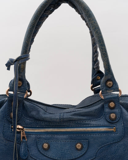 2000s BALENCIAGA Bleu Cobalt Giant 12 Part Time Bag