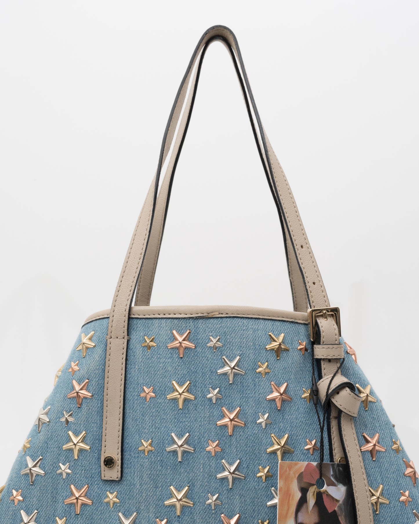 2000s JIMMY CHOO Light Blue Denim Sasha Tote