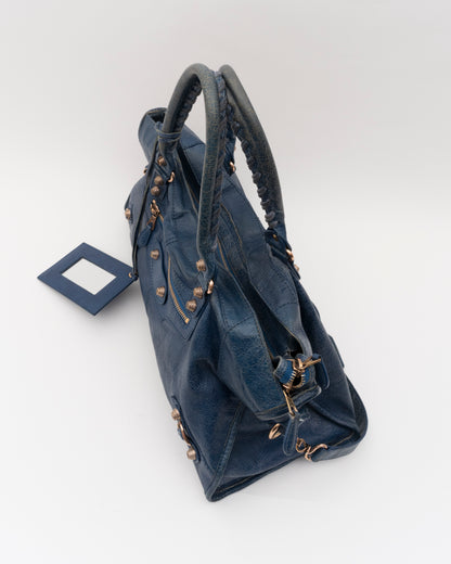 2000s BALENCIAGA Bleu Cobalt Giant 12 Part Time Bag