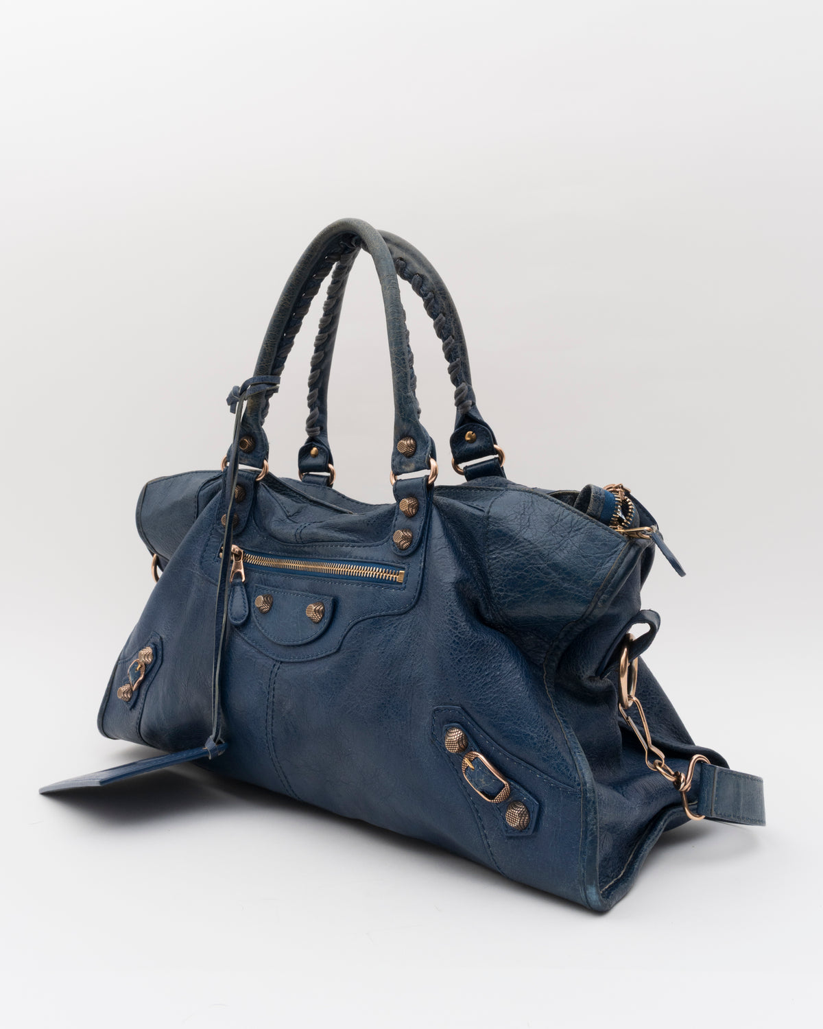 2000s BALENCIAGA Bleu Cobalt Giant 12 Part Time Bag