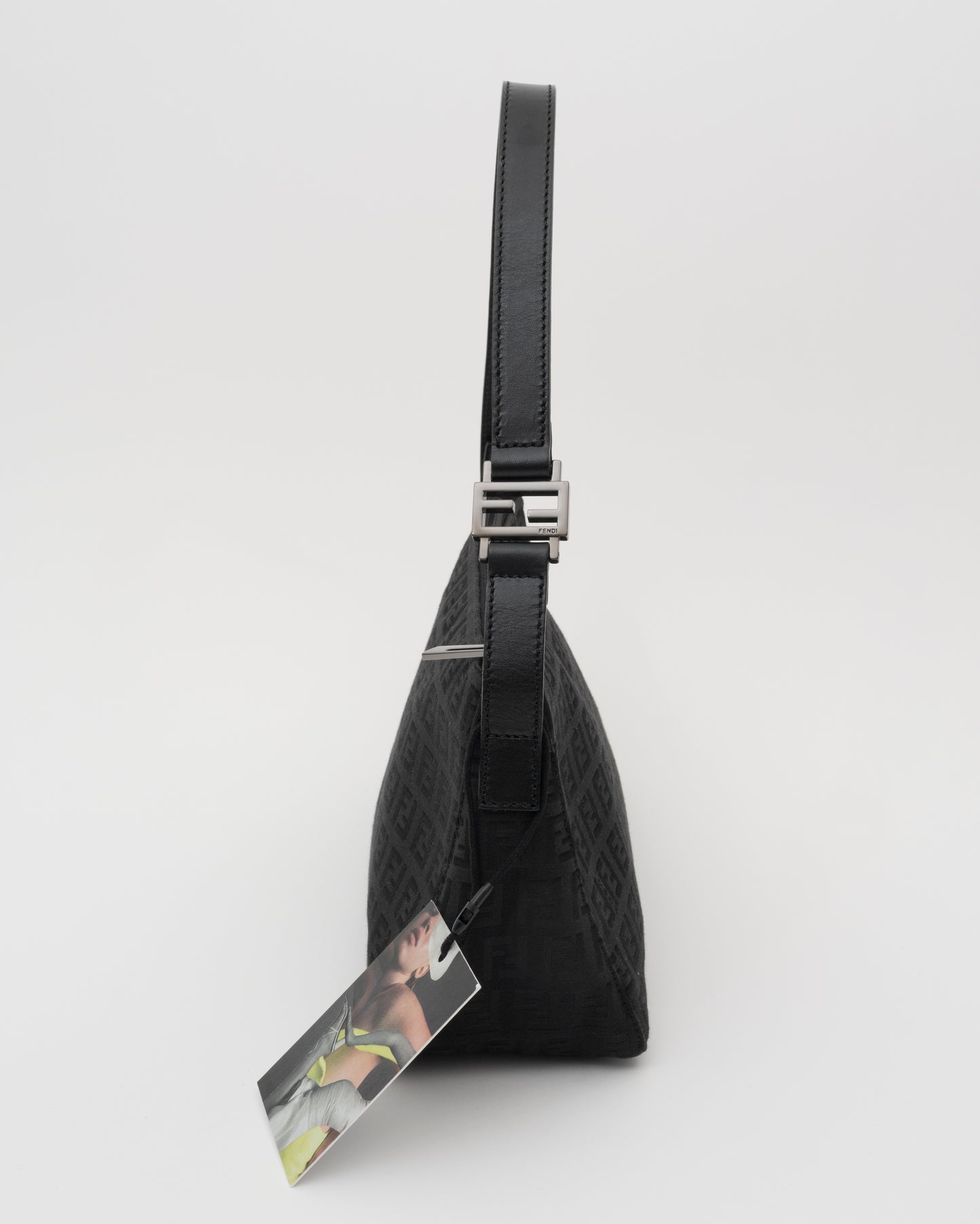 2000s FENDI Black Zucchino Pochette Baguette