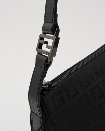 2000s FENDI Black Zucchino Pochette Baguette