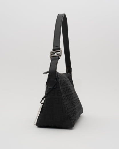 2000s FENDI Black Zucchino Pochette Baguette