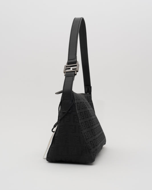 2000s FENDI Black Zucchino Pochette Baguette