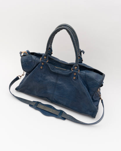 2000s BALENCIAGA Bleu Cobalt Giant 12 Part Time Bag