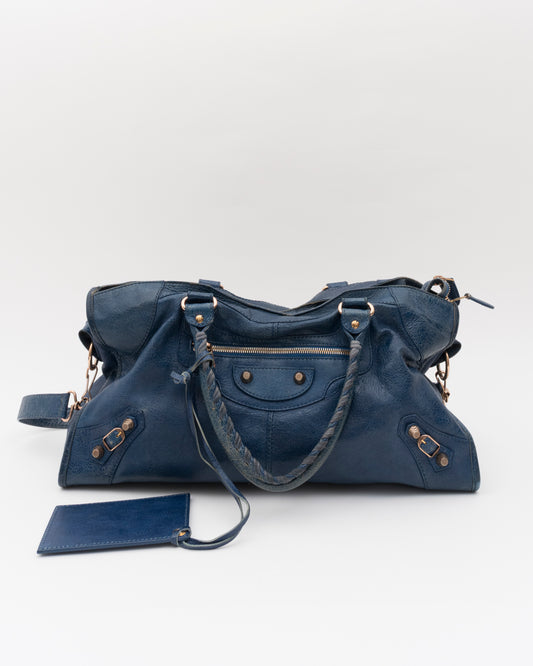 2000s BALENCIAGA Bleu Cobalt Giant 12 Part Time Bag