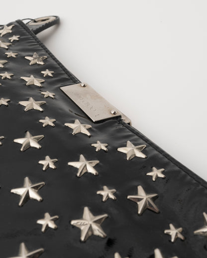 2000s JIMMY CHOO Black Patent Leather Star Studded Clutch