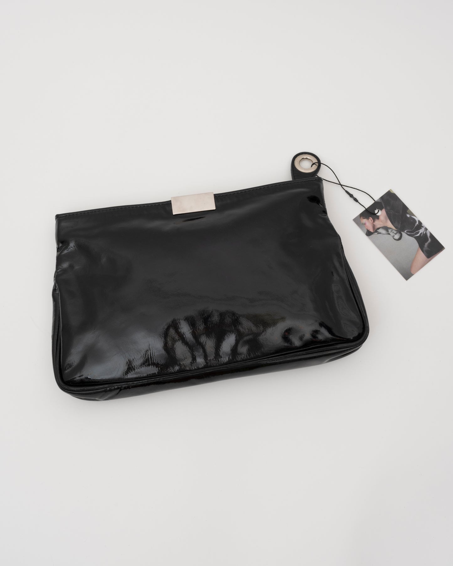 2000s JIMMY CHOO Black Patent Leather Star Studded Clutch