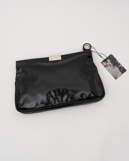 2000s JIMMY CHOO Black Patent Leather Star Studded Clutch