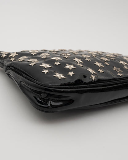 2000s JIMMY CHOO Black Patent Leather Star Studded Clutch
