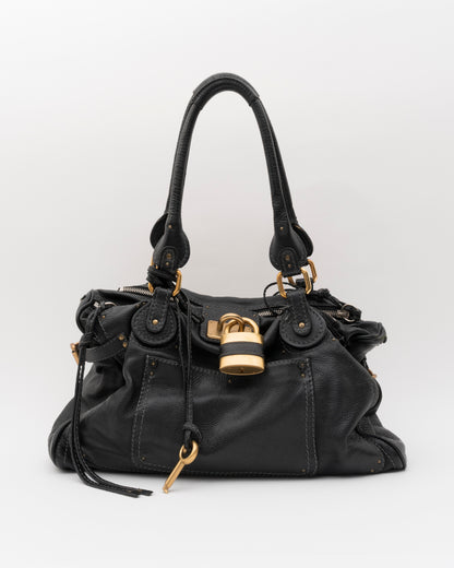 2000s CHLOE Black Medium Paddington Shoulder Bag