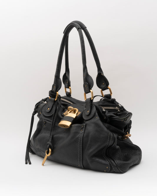 2000s CHLOE Black Medium Paddington Shoulder Bag