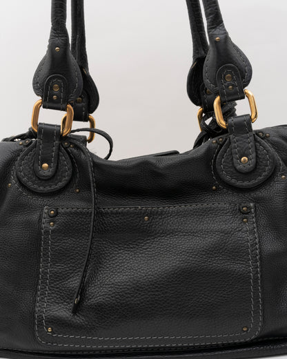 2000s CHLOE Black Medium Paddington Shoulder Bag