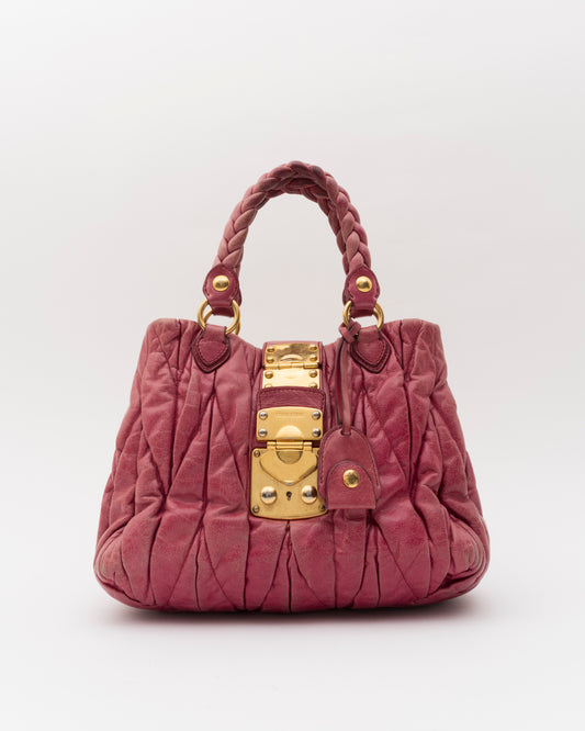 2000s MIU MIU Raspberry Pink Matelasse Bag