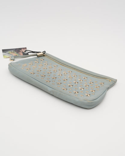 2000s JIMMY CHOO Dusty Blue Sasha Clutch