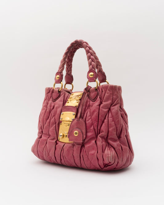 2000s MIU MIU Raspberry Pink Matelasse Bag