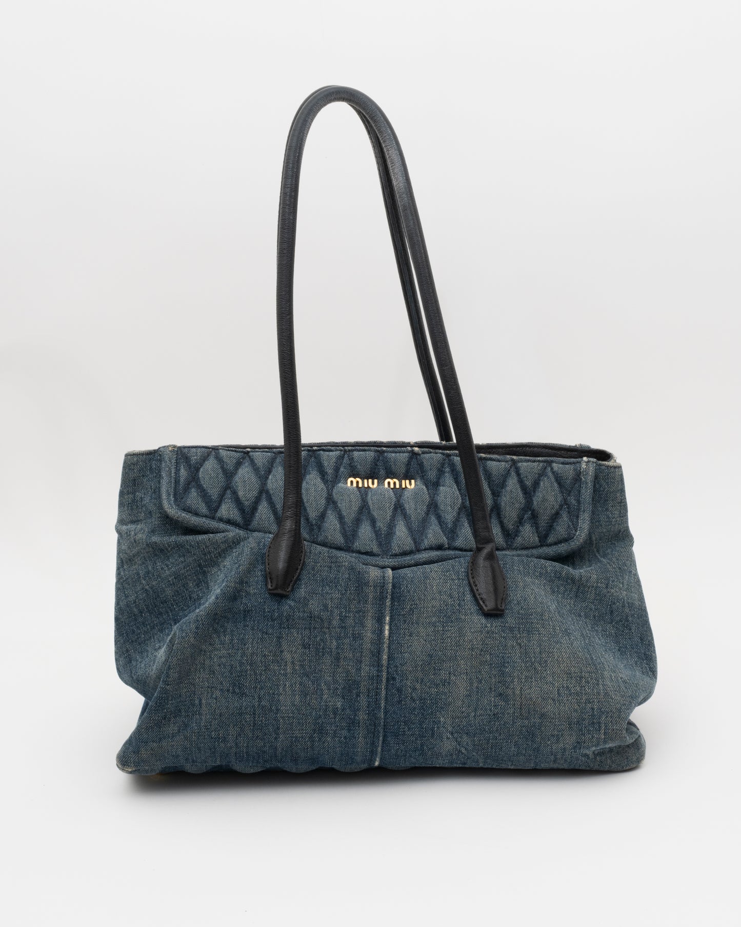 2000s MIU MIU Distressed Denim Biker Bag