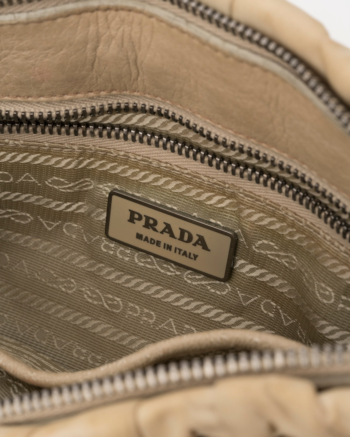 2000s PRADA Khaki Tessuto Gaufre Bag