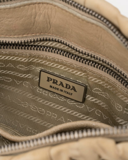 2000s PRADA Khaki Tessuto Gaufre Bag