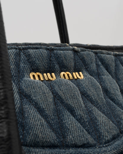 2000s MIU MIU Distressed Denim Biker Bag