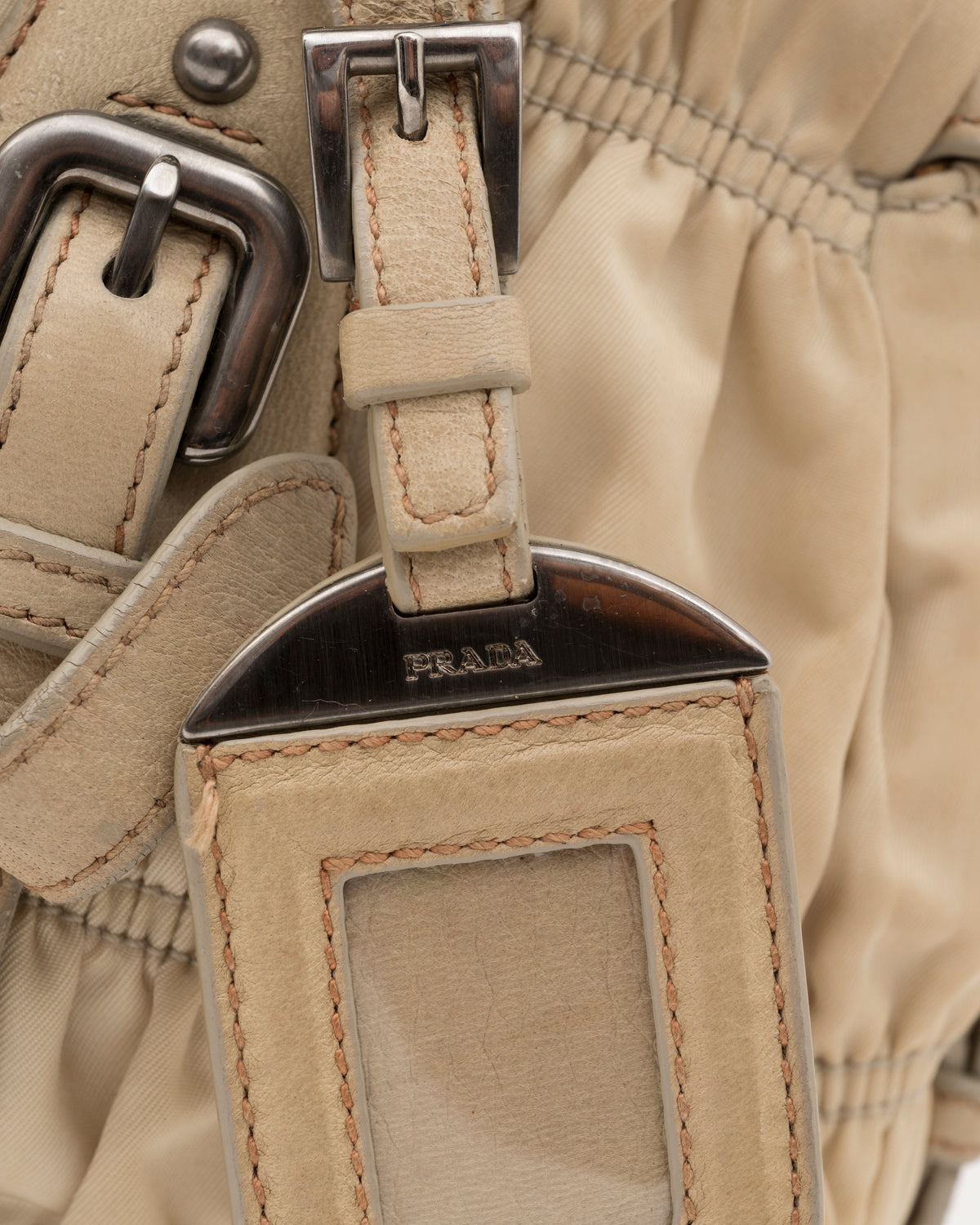 2000s PRADA Khaki Tessuto Gaufre Bag