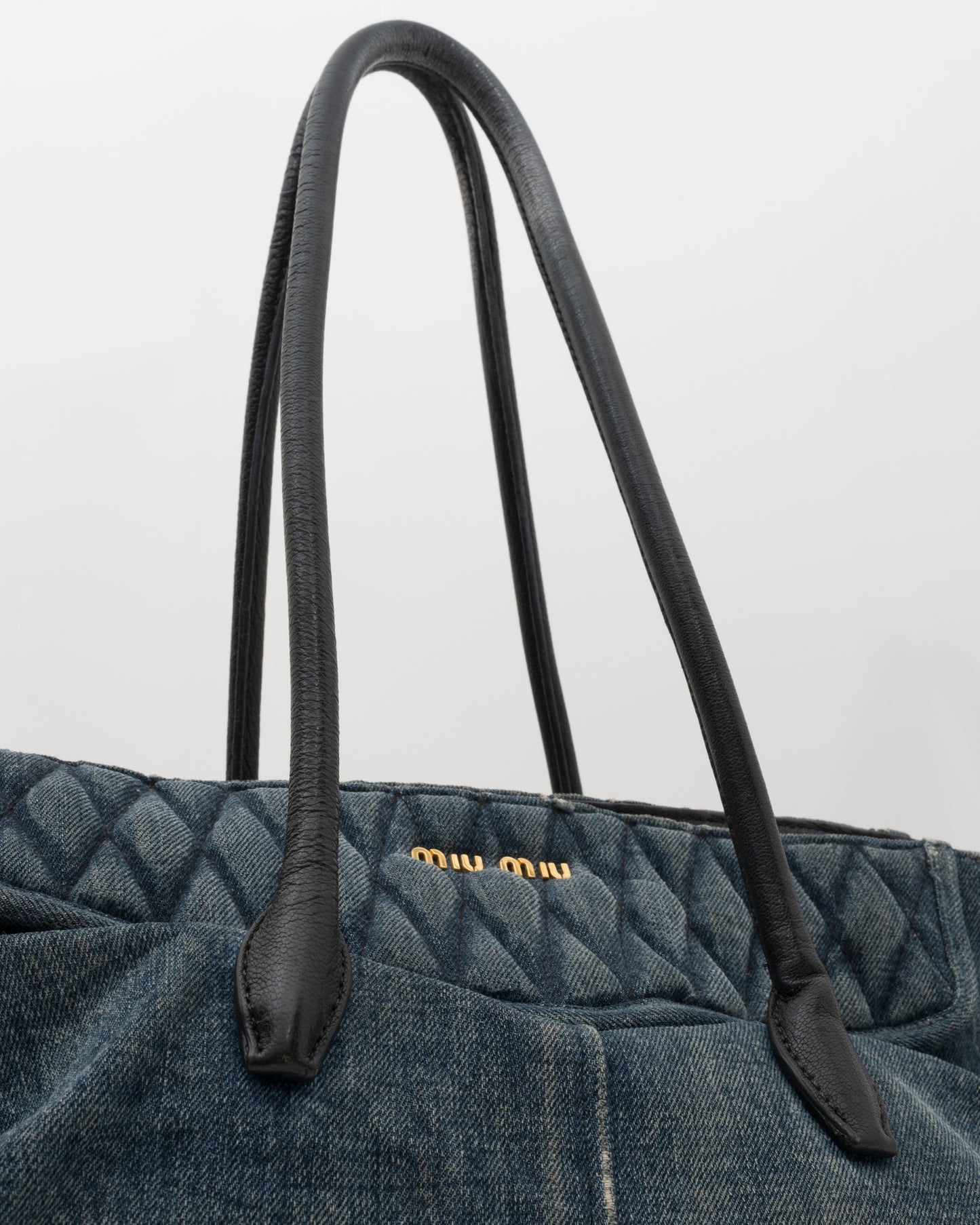 2000s MIU MIU Distressed Denim Biker Bag