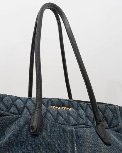 2000s MIU MIU Distressed Denim Biker Bag