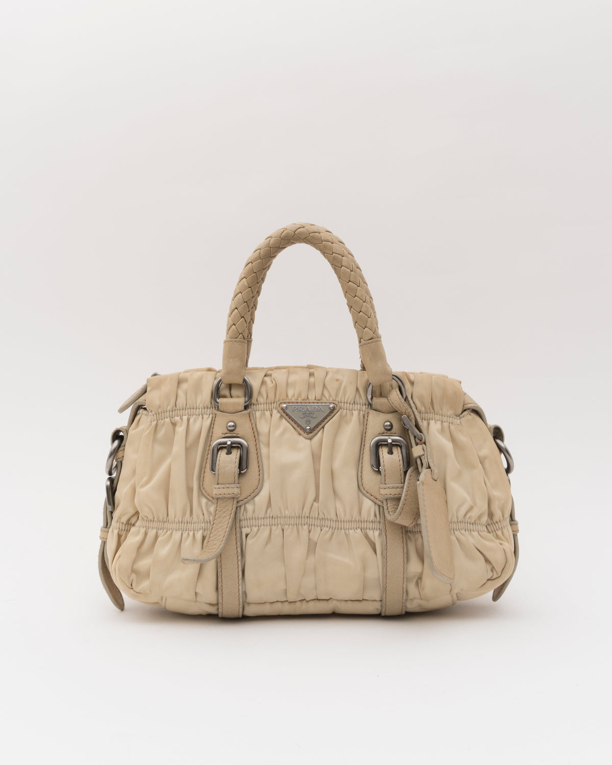 2000s PRADA Khaki Tessuto Gaufre Bag