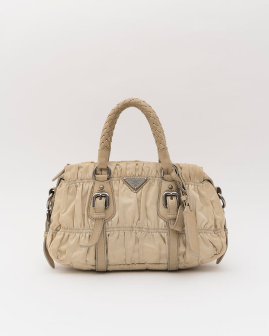 2000s PRADA Khaki Tessuto Gaufre Bag