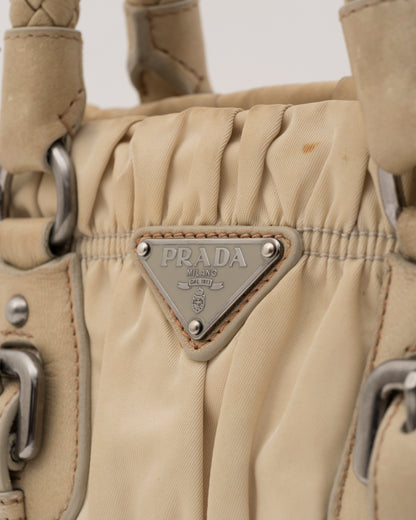 2000s PRADA Khaki Tessuto Gaufre Bag