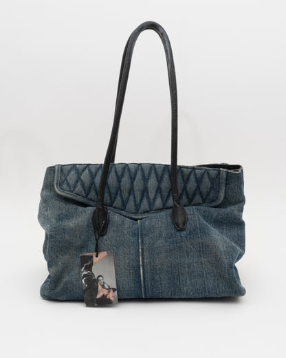 2000s MIU MIU Distressed Denim Biker Bag
