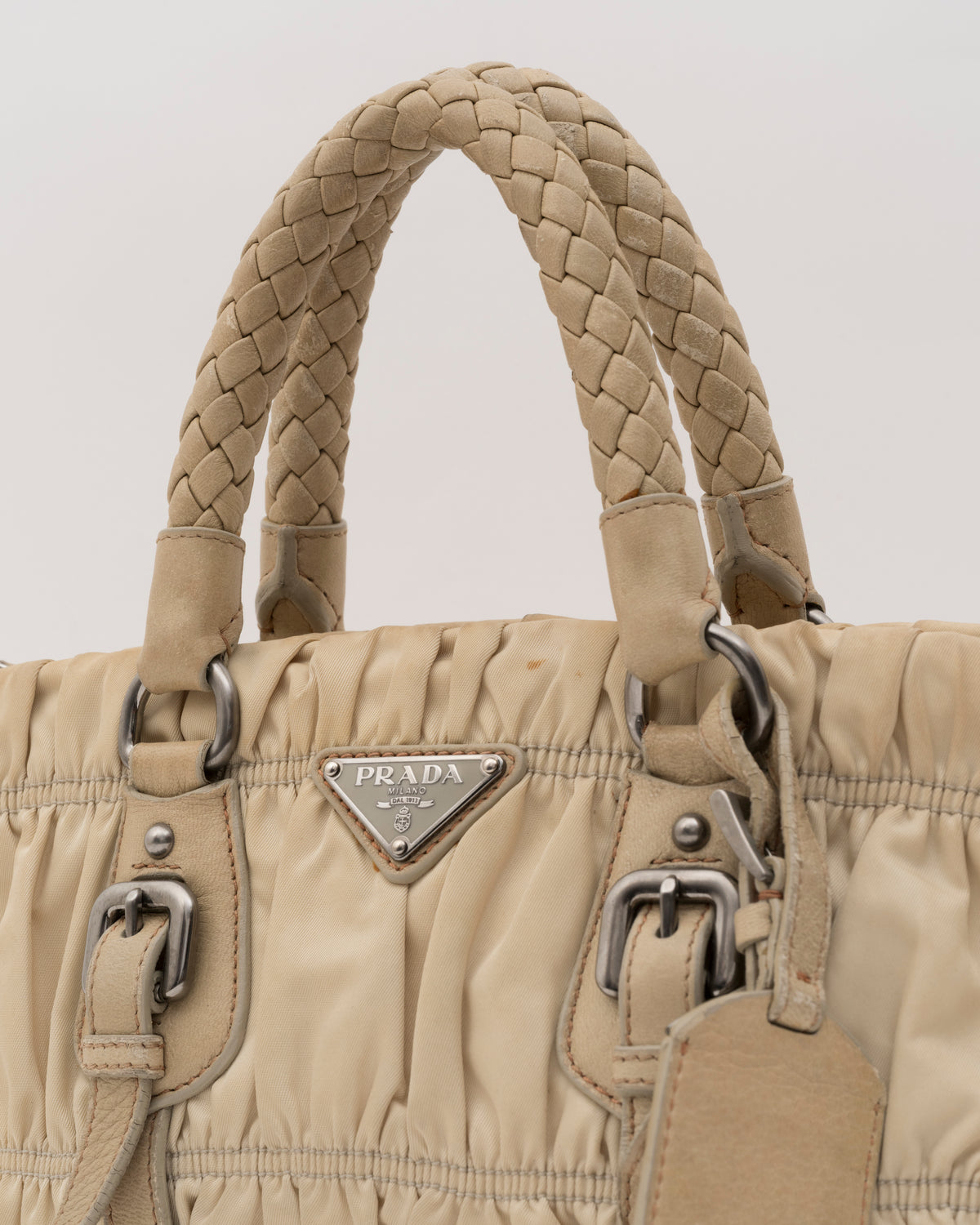 2000s PRADA Khaki Tessuto Gaufre Bag