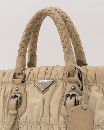 2000s PRADA Khaki Tessuto Gaufre Bag