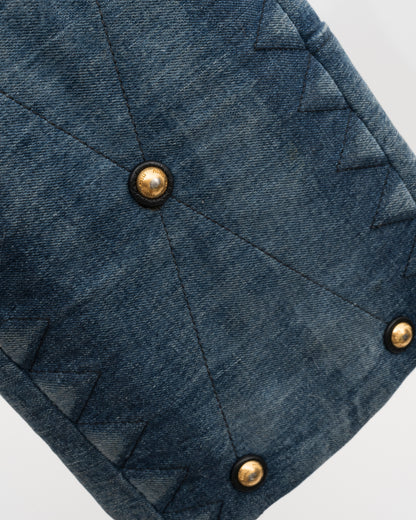 2000s MIU MIU Distressed Denim Biker Bag