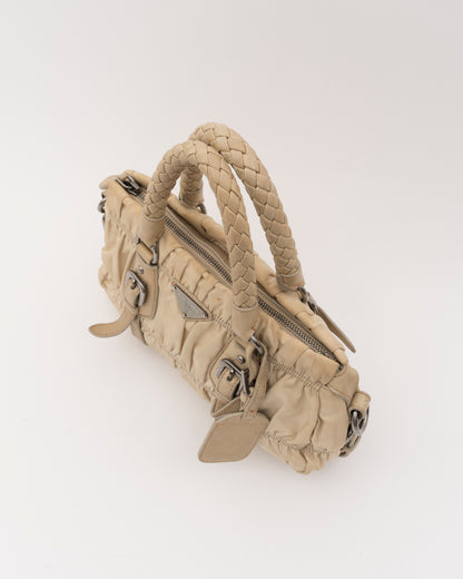2000s PRADA Khaki Tessuto Gaufre Bag