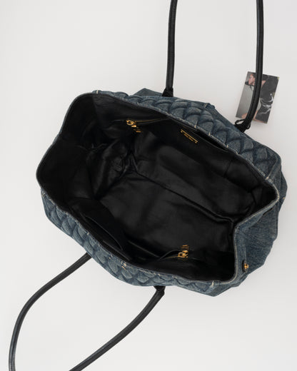 2000s MIU MIU Distressed Denim Biker Bag